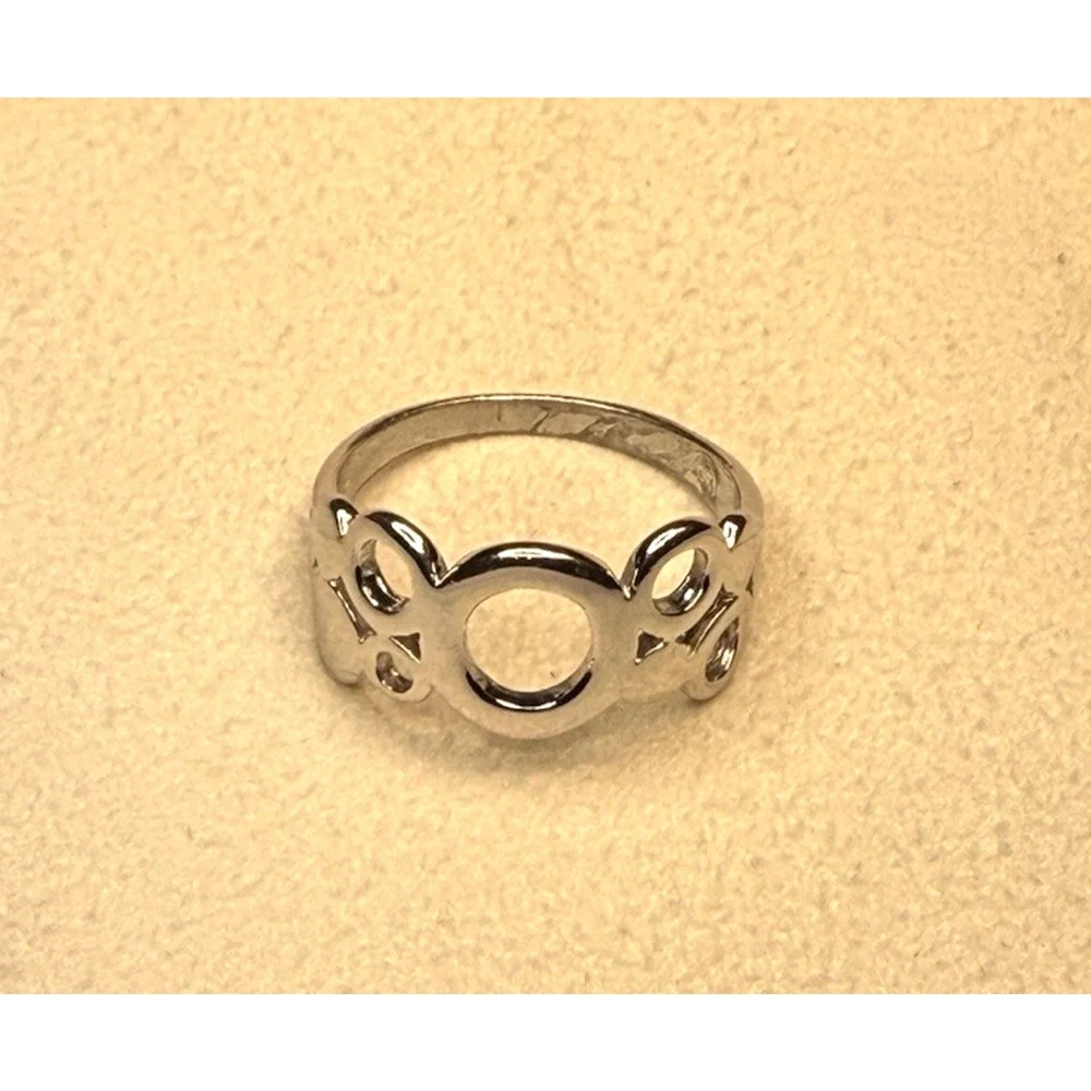 Vintage Sterling Silver Ring Open Circles GR Mark Size 8 Artisan Band 925